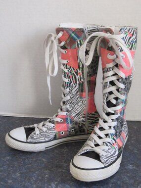 Converse Multi Pattern Multi Colored Animal Print Calf High Canvas Shoes